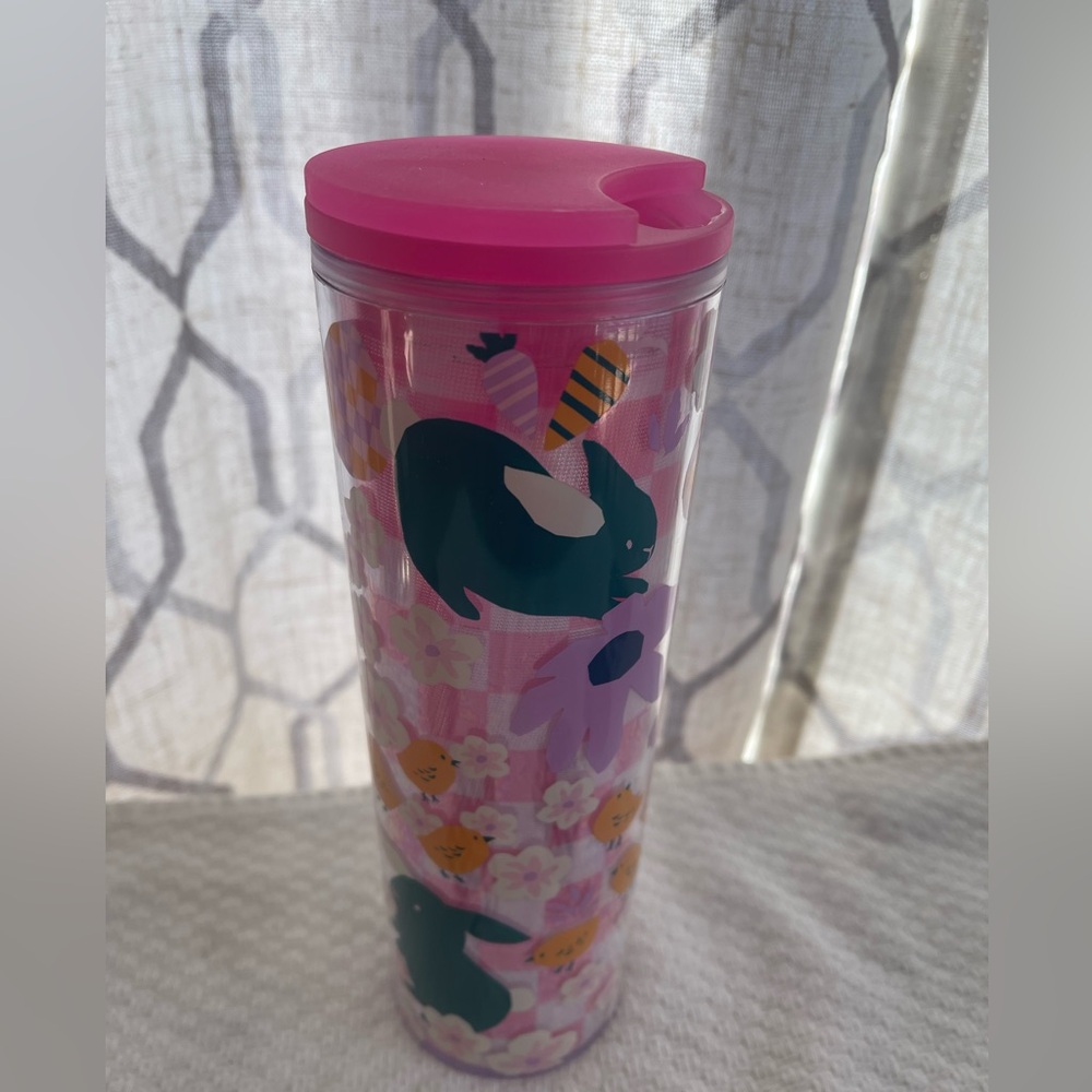 Pink Floral Bunny Tumbler